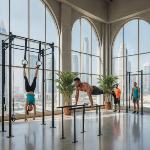 Athletes performing calisthenics movements at Gravity Gym, considered the best calisthenics gym Dubai has to offer for functional training